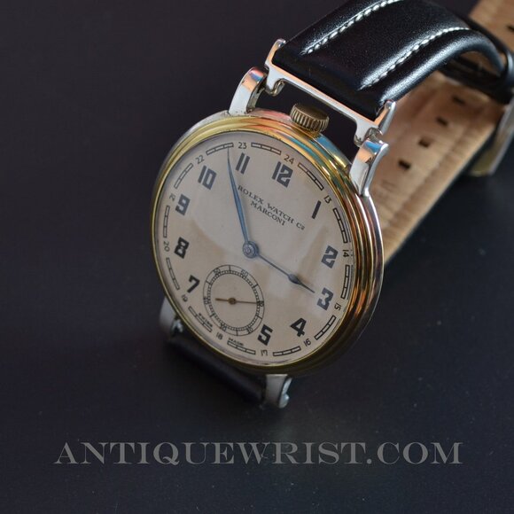 48mm vintage men's Rolex Marconi watch antique military trench chronometer 1920 - Picture 1 of 7
